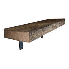 Barn Wood Shelf With Industrial Black Metal L Brackets, Farm House Shelves