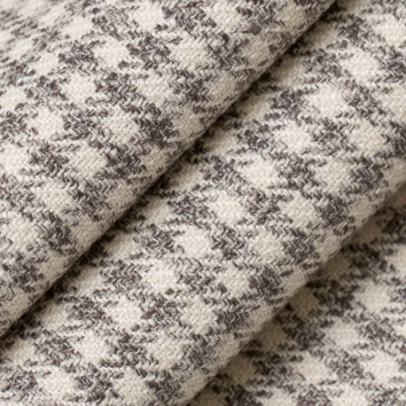 Grey Check Small Scale Houndstooth Check woven Upholstery Fabric by the Yard