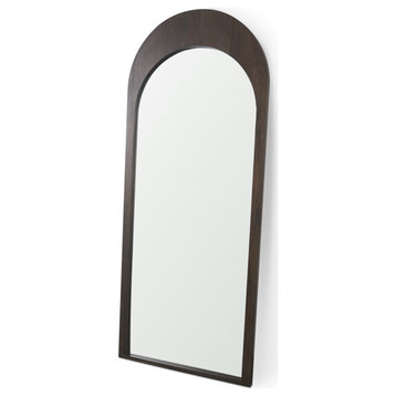 Celeste Dark Brown Wood Arched Floor Mirror