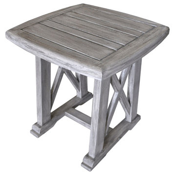 Courtyard Casual Driftwood Gray Teak Surf Side Outdoor Side Table