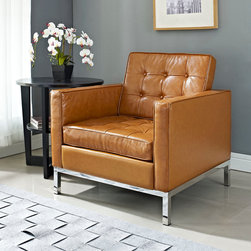 Florence Style Tan Leather Armchair - Armchairs And Accent Chairs