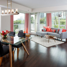 Open living room dining room kitchen
