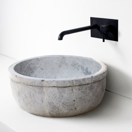 Natural Stone Sirius Silver Marble Self-Rimming Sink Drop-in (D)16" (H)6"