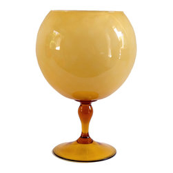 BUTTERSCOTCH CASED AMBER QUILTED GOBLET - Vases