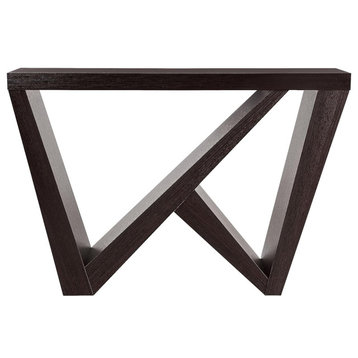 Modern Console Table, Unique W-Shaped Legs With Rectangular Top, Cappuccino