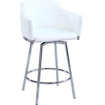 Club Counter Stool With Memory Swivel, White