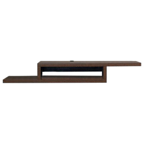 Asymmetrical Wall Mounted TV Console Entertainment Center Wall Decor 60-inch, Columbian Walnut