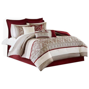 Madison Park Microfiber 24-Piece Comforter Set With Embroidery, King