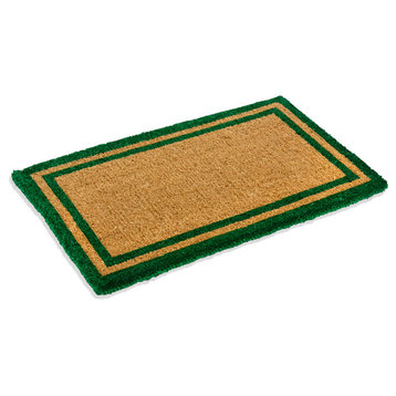 Woven Green Border 1" Thick Coco Mat, 22"x36"