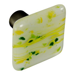 CKP - Art Glass Knob, Spring Green Confetti, Oil-Rubbed Bronze Base - Cabinet And Drawer Knobs