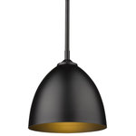 Golden Lighting - Zoey Small Pendant, Matte Black With Matte Black Shade - Golden Lighting's Zoey Collection is proof that simple can be beautiful. This elegantly utilitarian series has the chic versatility to enhance the style of a variety of spaces. The smooth lines of this minimalist design pair well with transitional to modern decors. The cleanness of the contemporary look gives the fixtures a slightly industrial feel. Zoey is offered in two sizes with three smooth finish options; Matte Black, Olympic Gold, and Pewter. The shades are available in three matte finishes; Matte Black, Matte Gray, and Matte White. The color of the shade's interior consistently matches the shade's exterior finish. The silhouette of the metal shade is a modern update to the classic dome shape. This small pendant can be hung alone or arrayed in a group.