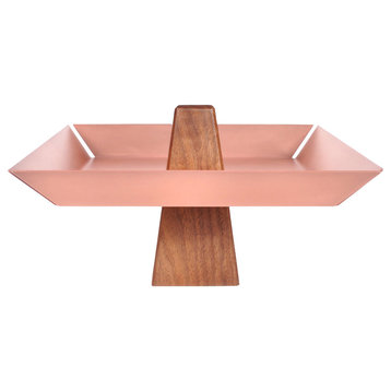 Ansel Pedestal Tray, Maple & White, Copper