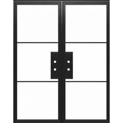 PLADA-DOUBLE - STEEL METAL EXTERIOR GRADE 3-LITE DOUBLE FRENCH DOOR WITH CLEAR LOW-E GLASS - Windows And Doors