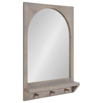 Andover Arch Mirror With Hooks, White, 20"x30"