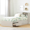 Storage Bed and Bookcase Headboard Set White Fynn South Shore