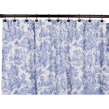 Ellis Curtain Victoria Park Toile 70"x72" Shower Curtain, Blue, Blue