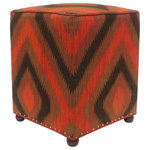 Bareens Designer Rugs - Vintage Hines Red/Black Handmade Kilim Upholstered Ottoman - Chic handmade ottoman crafted using wood and upholstered using hand-woven kilim wool rug is a multi-purpose fashion pouf which will add dimension, color and style to your decor. Inspired by geometric motifs in any array of effervescent color pallet grounds any space with elegance and sophistication.
