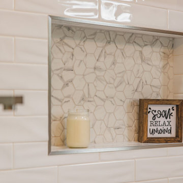 Master bathroom remodel in Ashburn, VA with walk in shower & double vanities