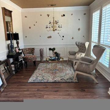 Living room wallpaper installation in Ann Arbor, MI 48104