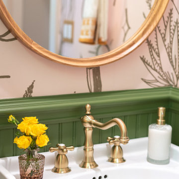 Lake Bluff Powder Room – Botanical Charm & Brass Accents