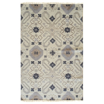 EORC Gray Hand Knotted Wool Oushak Rug, 6'x9'