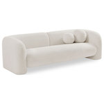 Meridian Furniture - Emory Boucle Fabric Upholstered Upholstered Sofa, Cream - The Emory Sofa draped in the rich cream boucle fabric is a sight to behold. Its captivating elegance is matched only by its comfort, making it the epitome of style and relaxation. The texture of the fabric adds depth and dimension to the sofa, making it a stunning addition to any room. With its sleek design and cozy feel, the Emory Sofa is the perfect place to unwind and indulge in a moment of pure luxury.
