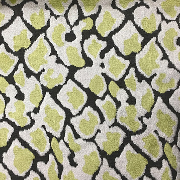 Hendrix Leopard Cut Velvet Upholstery Fabric, Wheatgrass
