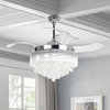 Crystal Folding Blades Ceiling Fan With Remote, 42, White Light, Chrome
