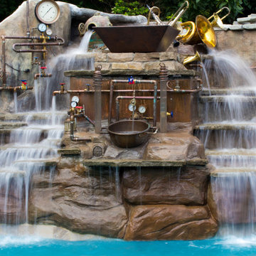Caribbean Steampunk Backyard Swimming Pool by Legendary Escapes