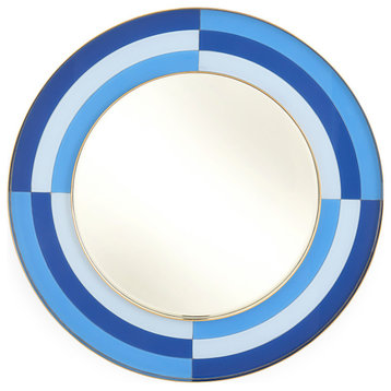 Harlequin Round Mirror, Multi-Blue