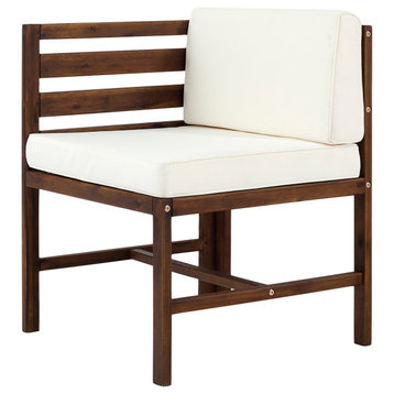 Modular Outdoor Acacia L/R Chairs and Ottoman, Dark Brown
