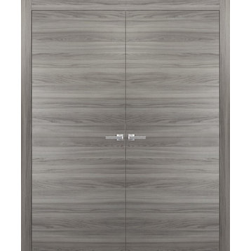 Modern French Double Doors | Planum 0010 Ginger Ash | Bedroom Closet Set Solid,