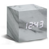 Gingko Cube Click Clock, Marble Click Clock With White LED