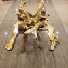 Teak Wood Root Dining Table With Glass Top, 87x43"