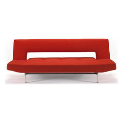 "Innovation" Wing Basic Orange Sofa Bed / Stainless Steel Legs - Sofas