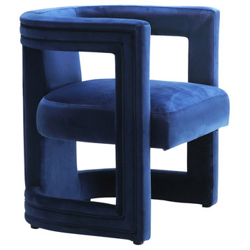 Blair Velvet Upholstered Accent Chair, Navy