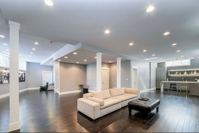 Inspiration for a contemporary basement remodel in Boston