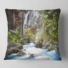 Blue Klonglan Waterfall Photography Throw Pillow, 18"x18"