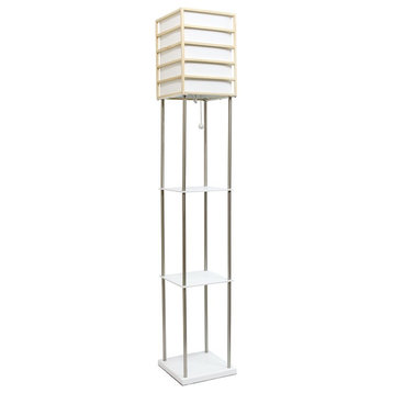 Lalia Home Metal 1 Light Etagere Shelving Floor Lamp in Nickel with Cream Shade