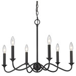 Golden Lighting - Tierney 6 Light Chandelier Matte Black - From traditional to modern, Tierney's simple, elegant silhouette complements a wide range of styles. The casual grace of the sweeping arms and stately candelabras can subtly dress up any space. A striking Matte Black finish draws the eye and adds a modern touch.