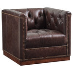Lexington - Fremont Leather Swivel Chair - Silverado features classic styling that puts a current touch on traditional design. The collection is crafted from walnut veneers and mahogany solids in a rich walnut finish. Hand-wrought metal bases, in a maritime brass finish, reflect the work of an artisan's hand, and select items hint of the exotic, with tiger-brown travertine tops.