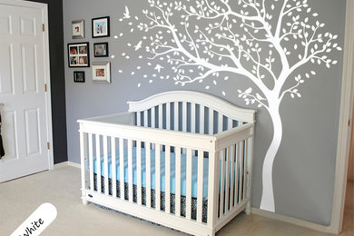 White tree nursery wall decoration