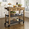Crosley Furniture Roots Wood 2 Drawer Kitchen Cart in Natural and Black