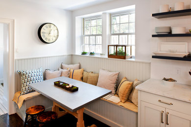 Kitchen/dining room combo - mid-sized transitional dark wood floor kitchen/dining room combo idea in Philadelphia