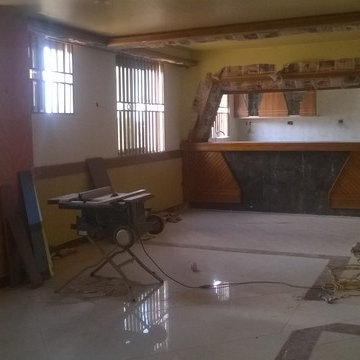 The interior design of the a restuarant.
