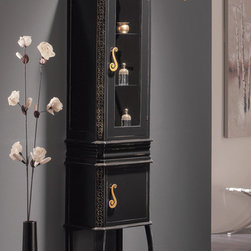 Macral London 17 and 1/2 inches. large linen cabinet. Black-golden patina - Bathroom Cabinets
