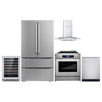 5PC Kitchen Package with 30" Electric Range & 30" Wall Mount Range Hood