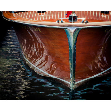 Boat Bow, Classic Wooden Cruiser Canvas Art, Color Photography, Color, 16"x20"