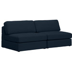 Meridian Furniture - Beckham Linen Textured Fabric Upholstered 2-Piece Modular Sofa, Navy - Liven up your living space with this Beckham navy durable linen polyester fabric sofa. Its navy color complements any contemporary home decor, while its durable linen and polyester fabric upholstery provides you with a soft and comfortable place to sit. This sofa is modular, so you can create infinite configurations, which are easily attached using the attachment latch underneath. Its linen, wood, and foam construction guarantees stability for years to come.