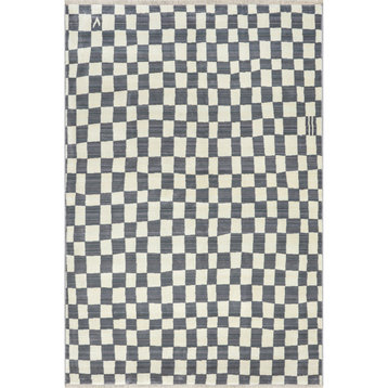 nuLOOM Dominique Abstract Checkered Fringe Area Rug, Grey 4' x 6' 5"
